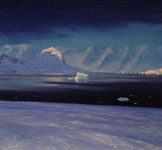 Antarctic Palmer Station Views Iceberg in Twilight David Rosenthal Oil Painting,antarctic images, Images of antarctic paintings, United States Antarctic Program, National Science Foundation Antarctic Artist and Writers Program, Artist working in Antarctica 